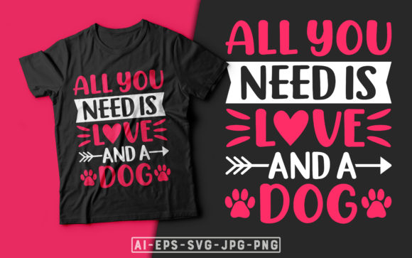 Love and Dog Valentine T-shirt Design