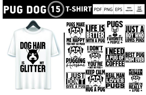Pug Dog T-Shirt Bundle Design
