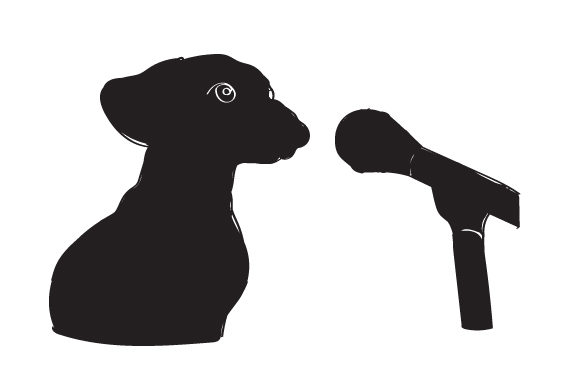 Wiener Dog with a Microphone Silhouette
