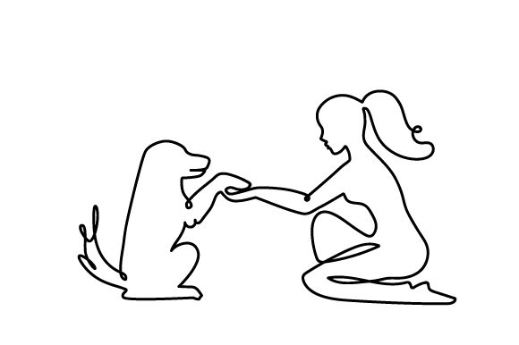 Woman Holding a Dog’s Paw Line Art