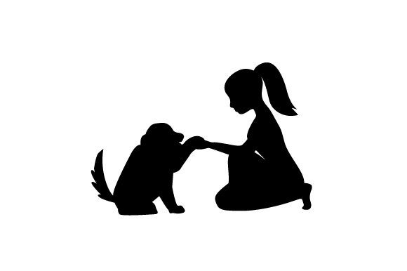 Woman Holding a Dog’s Paw Silhouette