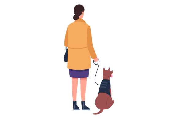 Woman with Dog Rear View